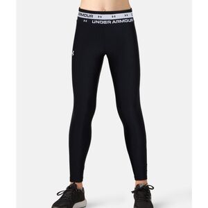 Under Armour Girls' Heat Gear Printed Ankle Crop Leggings Black